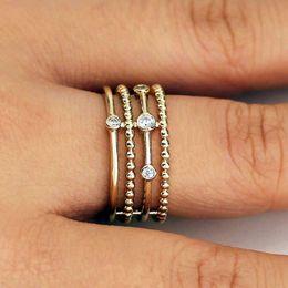 Wedding Rings Simple Design Round Gold Colour Set For Women Handmade Geometry Finger Ring Female Jewellery Gifts
