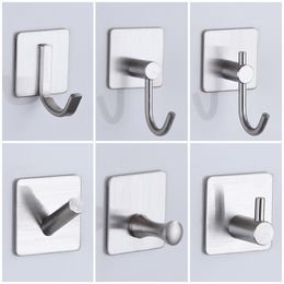 304 Brushed Stainless Steel Storage Rack Wall Hooks for Home Coats Hat Clothes Hanger Towel Keys Mounted Hooks