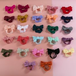 Baby Ribbed Bows with Nylon Headband or Clips,Kids Girls Cable Knit Nylon bow Baby Headbands Girls Hair Accessories