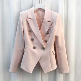 HIGH QUALITY Fashion Baroque Designer Blazer Jacket Women's Silver Lion Buttons Double Breasted Outerwear 211006