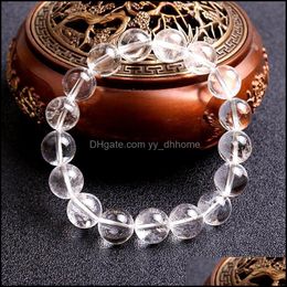 Beaded Bracelets Jewelrybeaded Strands Fine add 100 Natural White Crystal Stone Bead Bracelet Yoga Drop Delivery 2021 7B8Zu