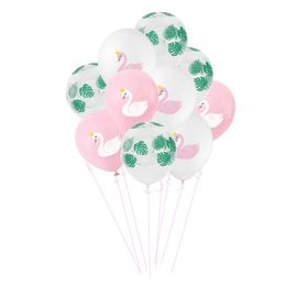 -Decoração de festa 10 pcs rosa branco cor-de-rosa impressão de cisne de látex decorações de casamento decorações bebê chuveiro menina theme ball fornece