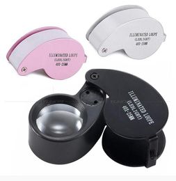 40X MINI Microscope Jewellery Magnifying Glass 2 LED Foldable Magnifier Lens 21011 Diameter 25mm Pocket Jeweller Illuminated Loupe for Jade Appreciation MG21011