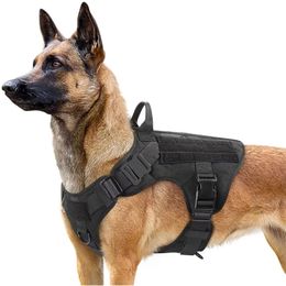 Tactical Dog Harness And Leash Set Metal Buckle Big Dog Vest German Shepherd Durable Pet Harness For Small Large Dogs Training 210729