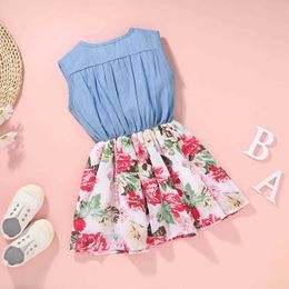 Summer Casual Girls Dresses Toddler Kids Baby Patchwork Flower Print Princess Dress For Girl Children Costume Clothes Vestidos Q0716