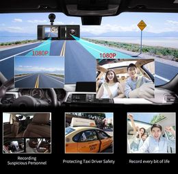 Camcorders Dual Lens Car Dash Cam Dvr Registrator Full HD Video Recorder Front and Inside Cabin Camera for Uber Lyft Taxi Drivers