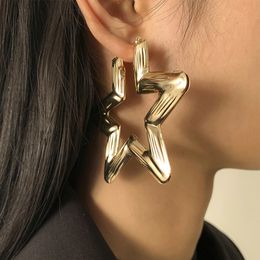 Exaggerated Punk Star Big Hoop Earrings for Women Female Hip Hop Retro Piercing Earring 2021 Trend Unusual Ear Jewelry