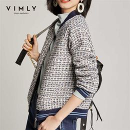 Vimly Short Jacket For Women Winter Clothes Women Vintage Zipper Patchwork Tweed Jackets Femme Veste 97902 211025