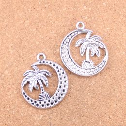 25pcs Antique Silver Bronze Plated palm tree moon coconut Charms Pendant DIY Necklace Bracelet Bangle Findings 37*30mm
