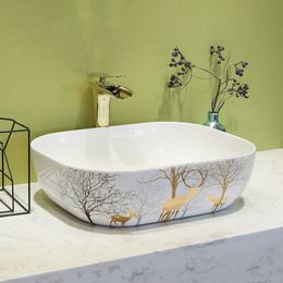 Oval Europe style flower shape sink Jingdezhen Art Counter Top ceramic lavabo sink Bathroom sink hand painted porcelain basins