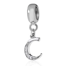 -Charms Letter per Bracciali Pandora Collana Authentic 925 Sterling Silver A-Z Pendant Beads Fai da te Charms alfabeto per fare gioielli 245 R2
