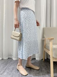 Sexy Leopard Skirt Print Chiffon A-line Casual Fashion Long s for Women Summer Clothes Elastic Waist Elegant 210514
