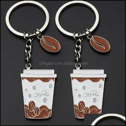 Key Rings Jewellery Coffee Bean Cup Ring Metal Enamel Keychain Bag Hanging Women Men Fashion Will And Sandy Drop Delivery 2021 Ufyga