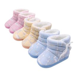 Winter Newborn Baby Boots Print First Walkers Fashion Baby Boys Girls Fur Snow Comfort Warm Boots G1023
