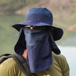 Outdoor Hats Breathable Men's Hat Anti-UV Bucket Fishing Caps Sun Protection Panama Face Mask Shawl Tourism Arm Sleeve