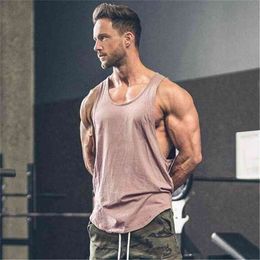 Brand gyms clothing Men Bodybuilding and Fitness Stringer Tank Top Vest sportswear Undershirt muscle workout Singlets 210421