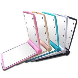 2021 LED Makeup Mirrors ABS Folding Solid Colour With Light Women Lady Square Compact Cosmetic Mirror Pocket Portable Simple