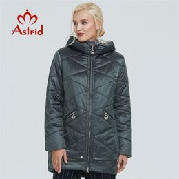 Astrid Winter Jacket Mulheres Contraste Cor Tecido À Prova D 'Água com Design Cap De Algodão Roupas Quentes Parka AM-2090 210819