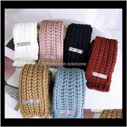 Wraps Hats, Scarves & Gloves Fashion Aessories Drop Delivery 2021 Autumn And Winter Simplicity Solid Colour Woollen Small Female Knitted Scarf