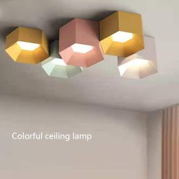 Ceiling Lights Modern Geometric Macaron Combination Bedside Kitchen Colourful Metal Acrylic Surface Mount Lamps Lighting Fixtures