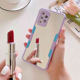 Mirror Make-up Cases For Samsung S20 FE S21 S10 Plus A52 A72 A51 A71 A32 A42 Note 20 10 Soft Slicone Bumper Cover