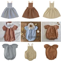 EnkeliBB 2020 Summer Liilu Toddler Girls Cotton Strap Dress High Quality Children Girl Romper and Dress Sister Matching Clothes Q0716