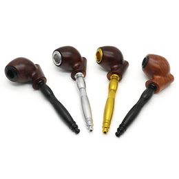 Latest Colourful Natural Wood Pipes Aluminium Alloy Philtre Smoking Dry Herb Tobacco Metal Bowl Portable Removable Handpipes High Quality Cigarette Holder DHL Free