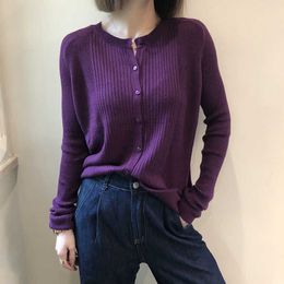 Purple Knitted Cardigan Women Korean Style Wool White Cardigan Sweater Pull Femme Nouveaute Long Sleeve Top Sweter Mujer 210625