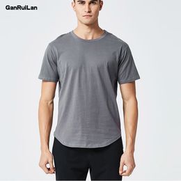 Summer Short Sleeve T shirts men Fashion Simple O neck Stretch Solid Top Clothing Casual tshirt Man Streetwear B0692 210518