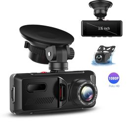 3.16 Inch Car DVR 1080P HD Dash Cam Dual Lens Camera 170 Wide Angle Video Cycle Recording Vehicle P316