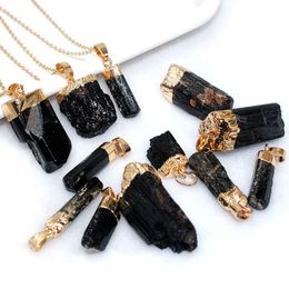 Irregular Natural Stone Gold Plated Pendant Necklaces For Women Men Fashion Party Decor Lucky Jewellery With Chain