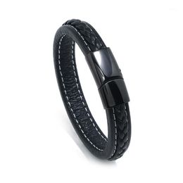 Stocks Selling Vintage Men's Leather Bracelet Bangle In Three Colors Wholesale Price Fashion Stainless Steel Jewelry