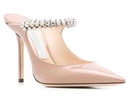 Женские туфли-лодочки Bing, модельные туфли, сексуальные сандалии с острым носком, тапочки с хрустальными ремешками, туфли на шпильке, женские вечерние свадебные подарки с коробкой, EU35-43