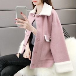 Faux Mink Fur Coat Female Autumn And Winter Korean Loose Jacket Cardigan Shirt Casual Tide 210427