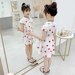 Hot selling new summer fashion girls dress apple pattern casual girls dress children's clothing children dress 110-160 wholesale Q0716