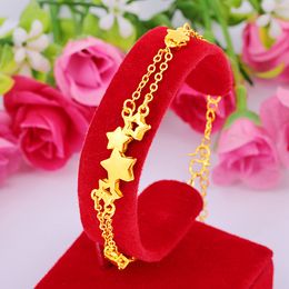 Star Design Wrist Chain 18k Yellow Gold Filled Charm Bracelet Link Women Girl Jewellery Gift