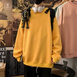 Men No Hat Hoodies Sweatshirts Solid Casual Basic Loose Spring Autumn Fashion Simple High Quality O-neck Korean Style All-match Y0816