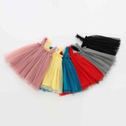 Baby Girl Summer Dress Solid Mesh Tutu Dress Toddle Cute Party Suspender Dresses Kids Princess Dress Baby Children's Clothing G1215