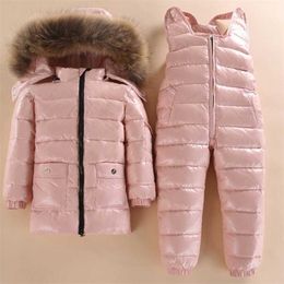 Brand Children Down Jacket Baby Winter Ski Wear Boys And Girls Infant Boy Parka Snow Set Warm clothes 211222