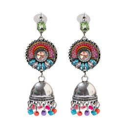Classic Bohemia Women's Silver Color Painting Dangle Earrings Tassel Bijoux Vintage Earrings Ethnic Tribe Indian Jewelry