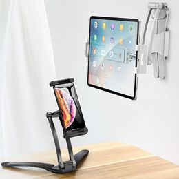 Aluminum Kitchen Desktop Phone Tablet Holder Stand Flodable Adjustable 5-13 inch Tablet Mount for iPad Pro 12.9