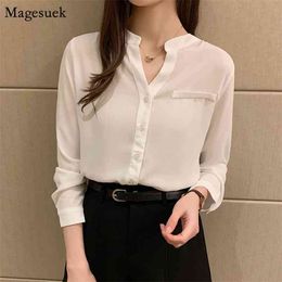 Blusas Chiffon White Shirt Women Autumn Plus Size Work Wear Slim Blouse Long Sleeve Blouses Cardigan Shirts Top 10506 210512