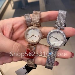Luxury Brand Magnet Watches Rose Gold Zircon Quartz Wristwatch Stainless steel round clock Women Double Row Drill Dial Watches