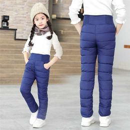 Toddler Kid Boys Girls Winter Pants Cotton Padded Thick Warm Trousers Waterproof Ski 9 10 12 Year High Waist Leggings Baby 211103