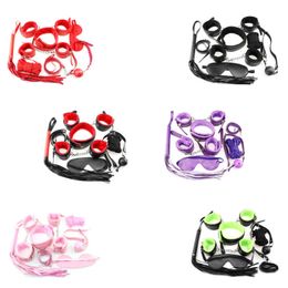 Bondages 7PCS/Set Pink and Black BDSM Bondage Sex Toys for Couples Exotic Accessories PU Leather y Handcuffs Whip Rope Products 1122