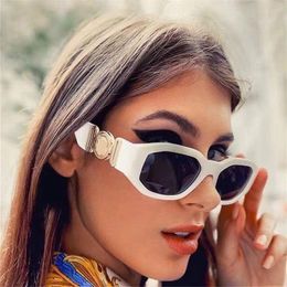 White Small Square Sunglasses Women Vintage Cat Eye Brand Designer Green Rectangle Men Decorate Glasses Shades Gafas De Sol