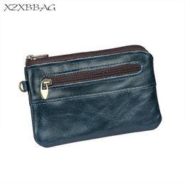 Genuine XZXBBAG Coin Cowhide Purses Leather Purse Men Casual Zipper Small Wallet Male Change Money Bag Mini Zero XB093