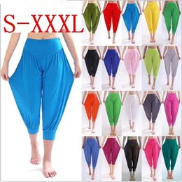New 100% Cotton Plus Size Women's Stretch Comfy Workout Pants Trousers Capris Womens Summer Short Harem Pants W00285 Q0801