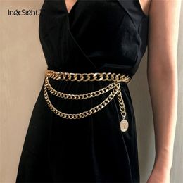 IngeSight.Z Vintage Multi Layered Harness Aluminium Belly Waist Sexy Bikini Coin Pendant Chain for Women Body Jewellery