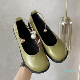 Dress Shoes Fairy Style Shallow Mouth Single Female 2021 Spring And Autumn Fashion Retro Pearl Casual Small Leather
